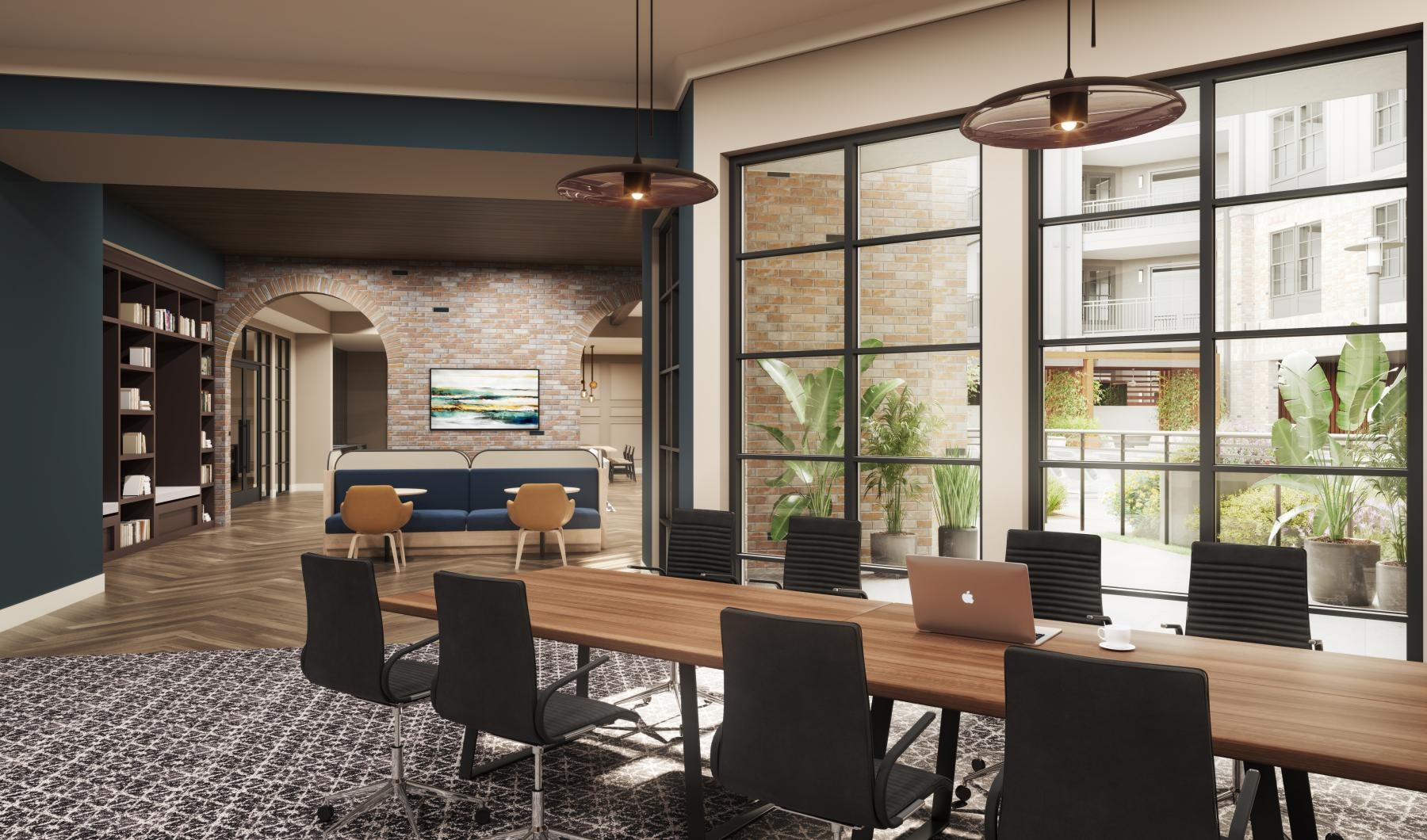 a room with a table and chairs